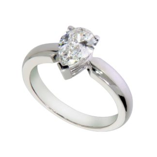 Ring med Dråpeslipt diamant. 585-HG G/SI 1,20 ct. HRD-sertifikat Str.